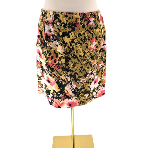 J. Jill Pencil Skirt 6 PETITE Bold Floral Abstract Print Cotton Stretch Side Zip - Picture 13 of 16